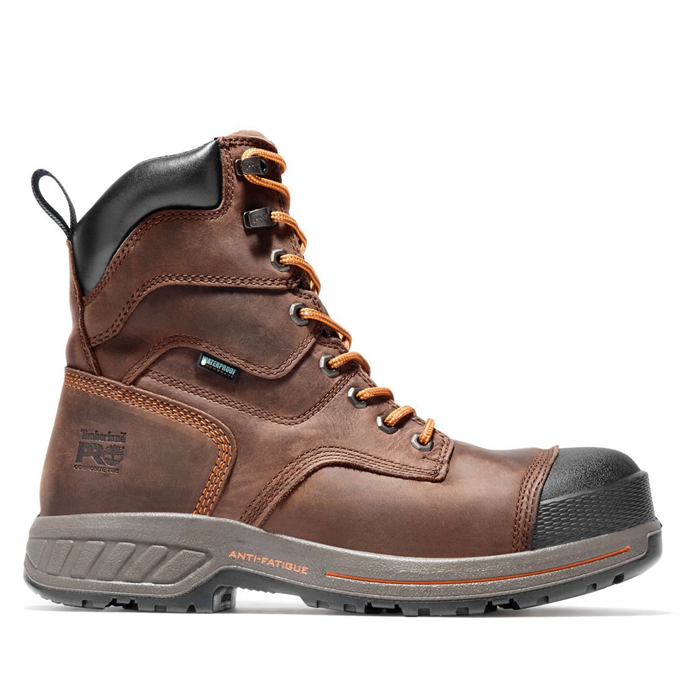 Timberland Μποτακια Εργασίας Ανδρικα Καφε/Μαυρα - Pro® Endurance Hd 8" Comp Toe - Greece 4136075-OM